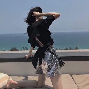 Black Back Spaced Crop Top